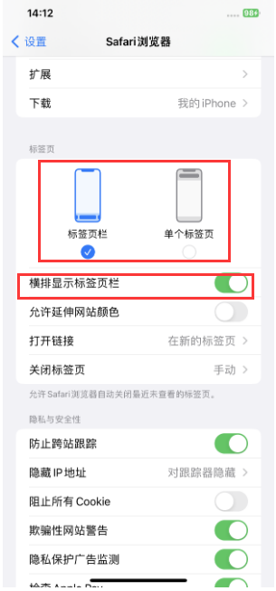 西工苹果手机维修分享Safari浏览器如何切换标签栏位置 
